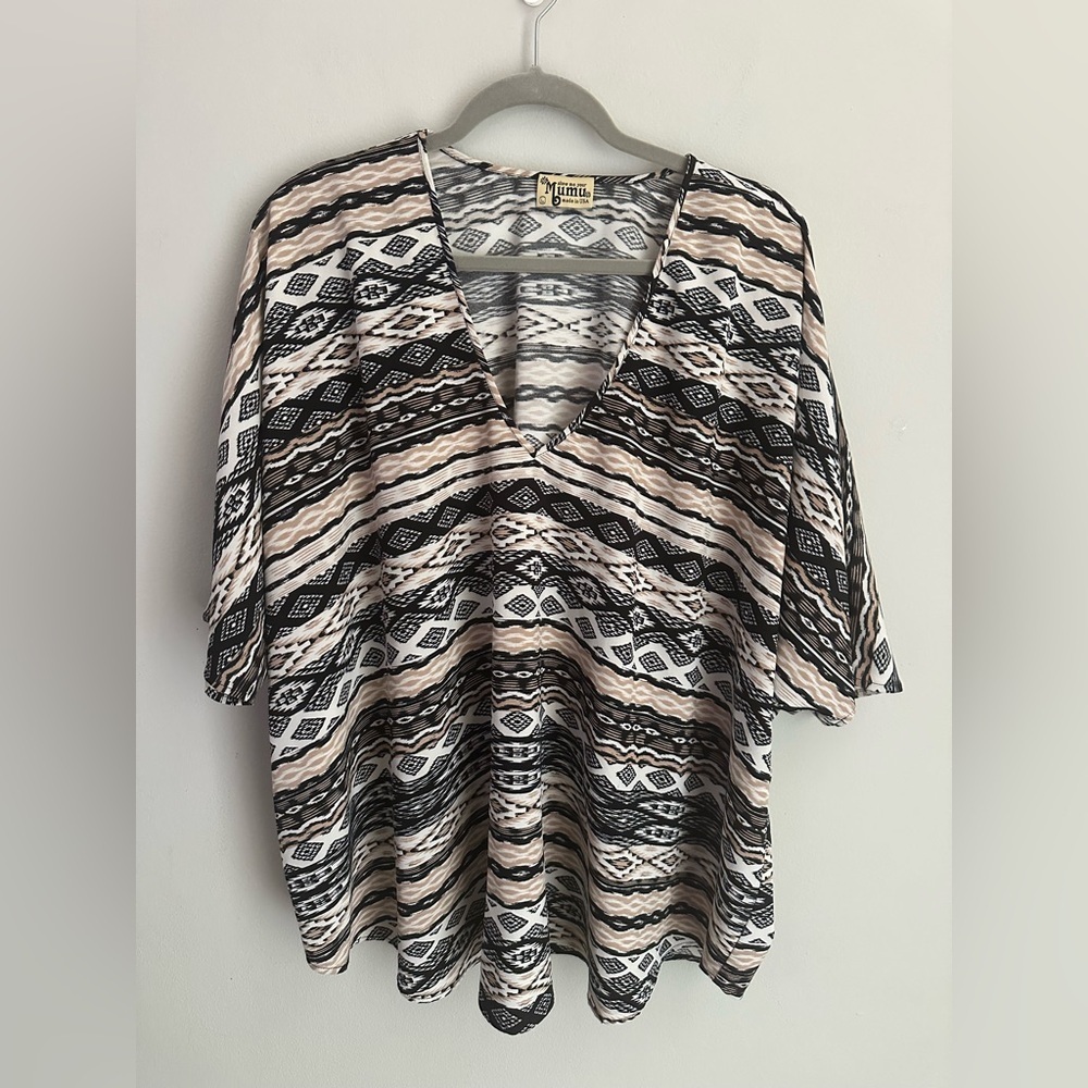 Show Me Your Mumu Women Tunic Top Geometric Pattern Oversized Large